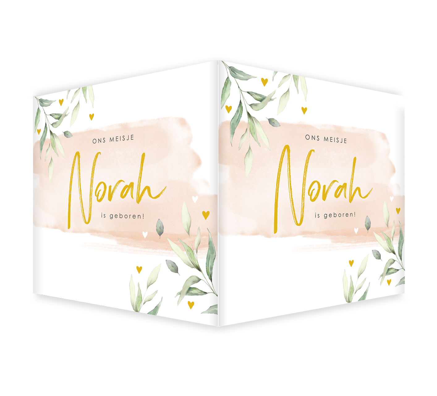 Botanisch geboortebord met roze waterverf