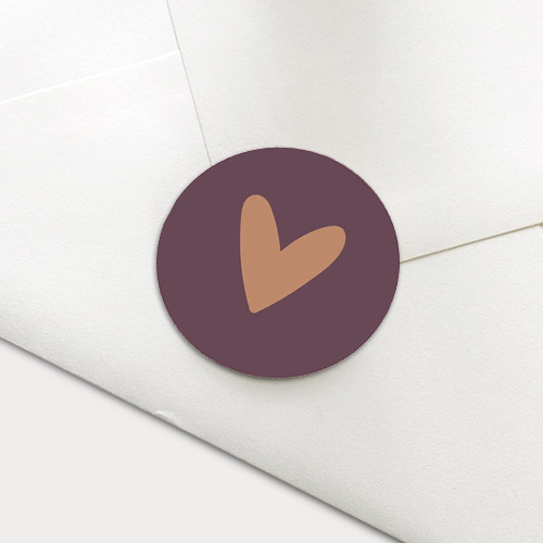 Sluitzegel met hartje en donkerpaarse kleurtint