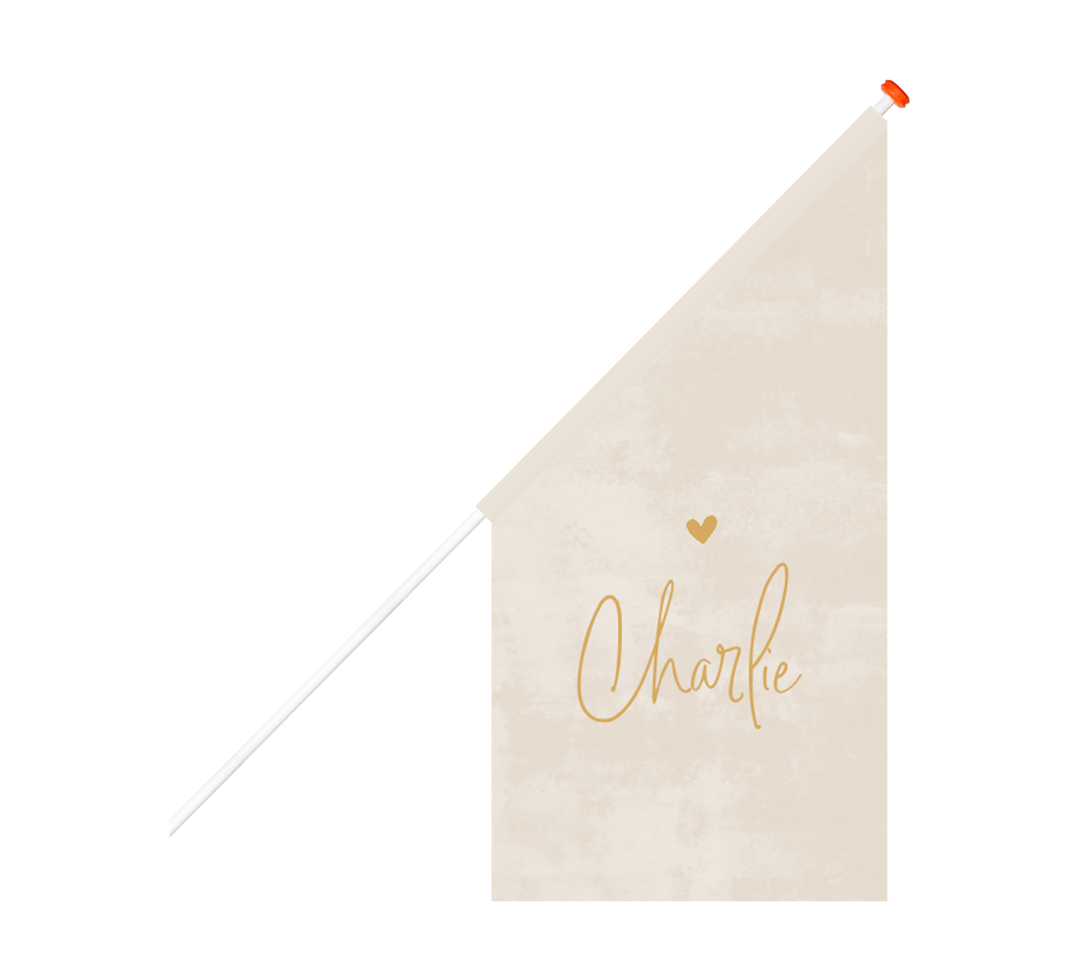 Geboortevlag met beige velvet-look en hartje