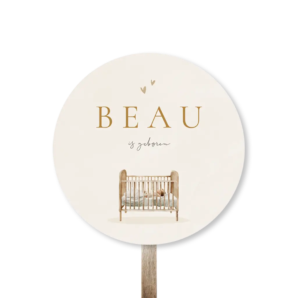 Tuinbord rond met illustratie ledikantje en hartjes