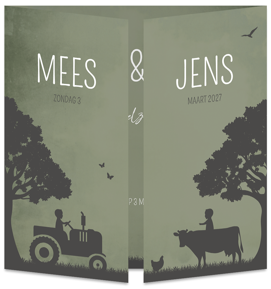 Geboortekaartje Tweeling Luikkaartje Boerderij Dieren