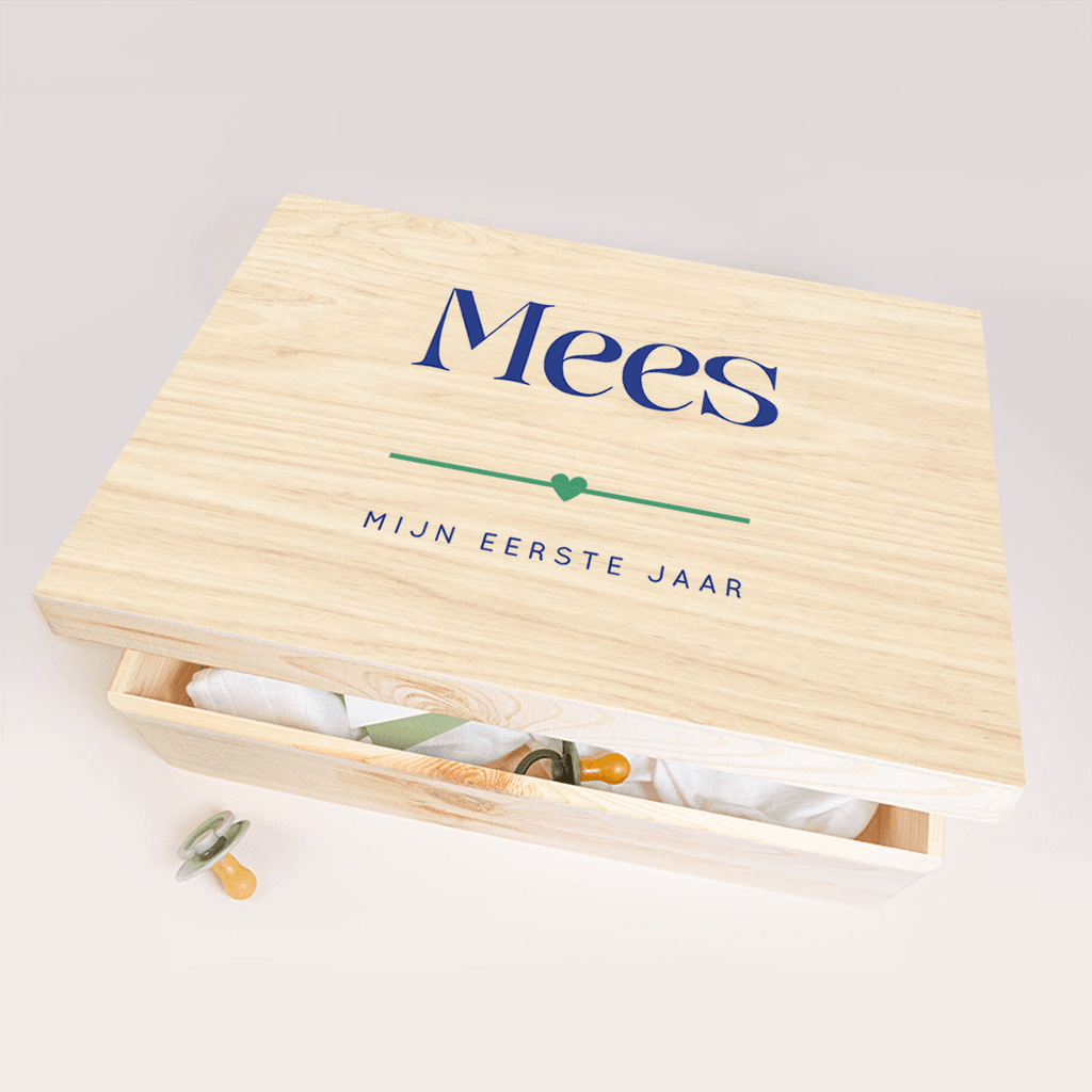 Memorybox baby colorblocking groen met blauw en hartje