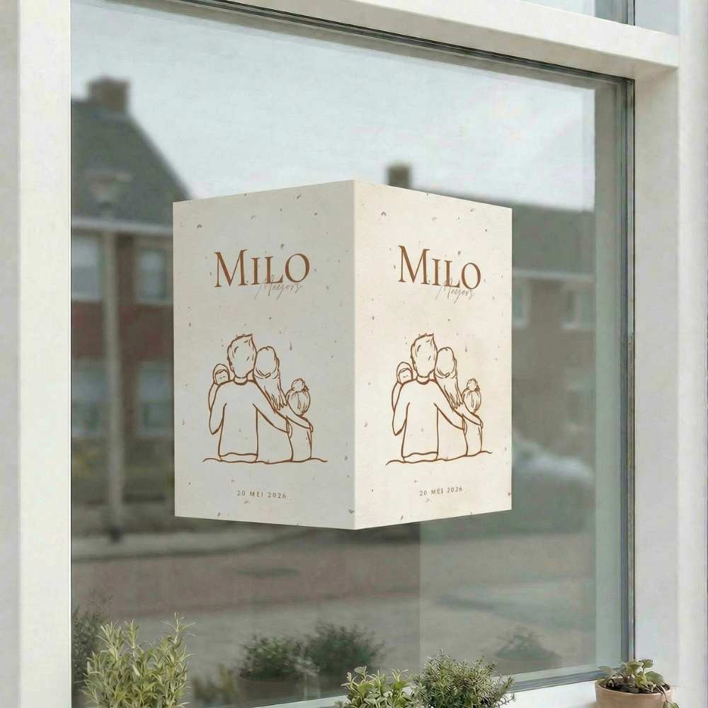 Raambord geboorte lijntekening gezin