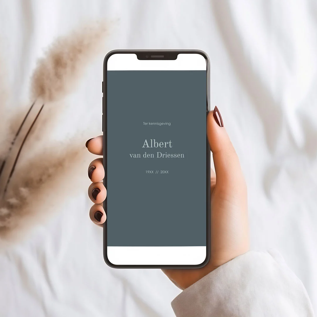 Digitale rouwkaart met introtekst - liefdevol bericht ter kennisgeving