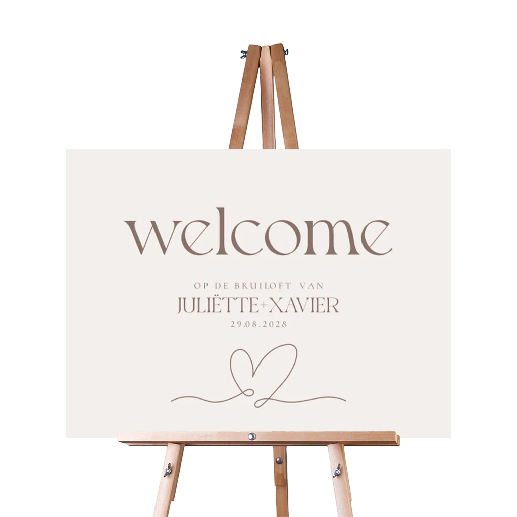 Welkomstbord bruiloft elegant taupe