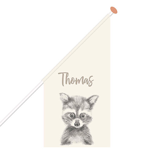 Geboortevlag met naam en lief wasbeertje