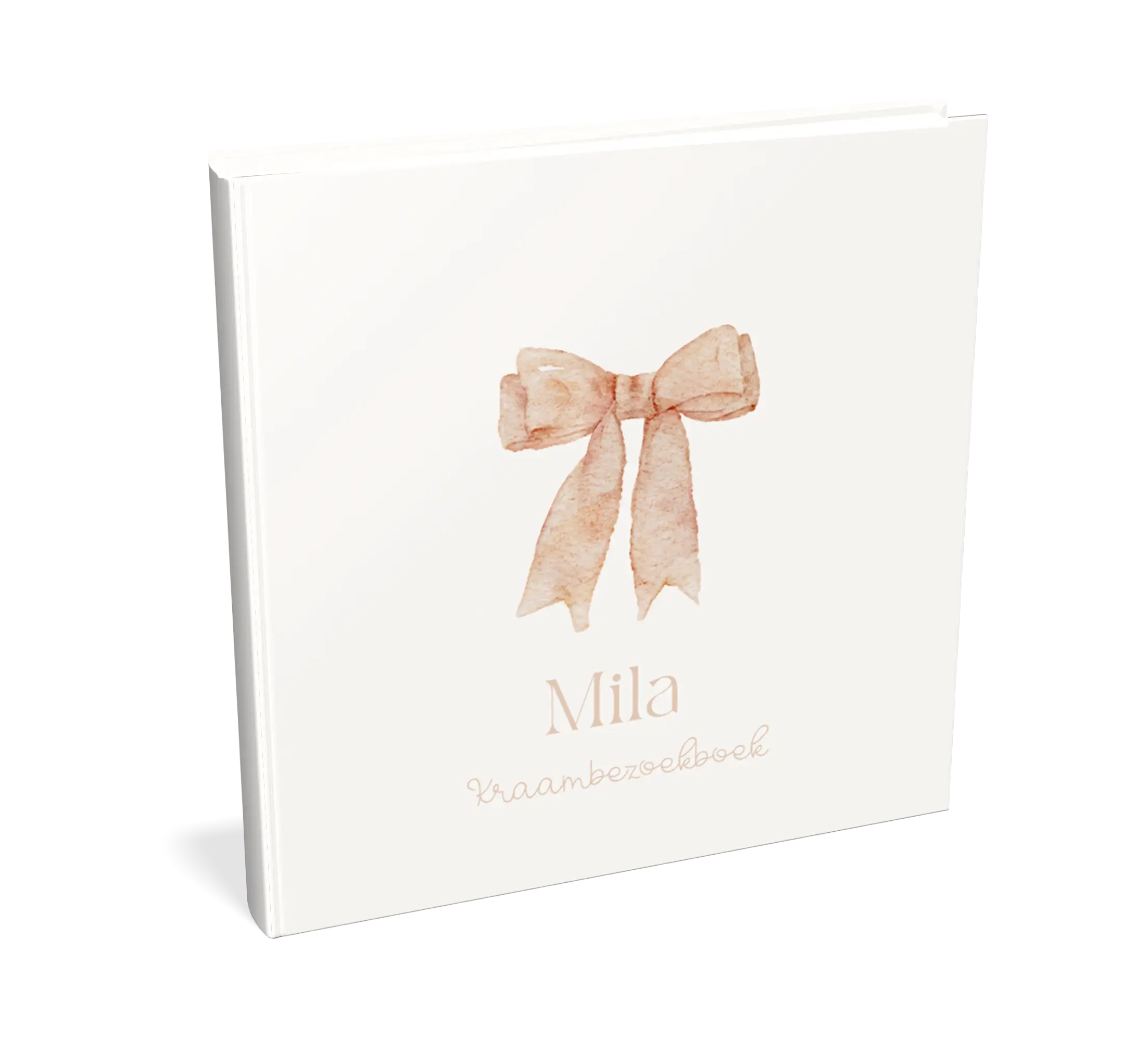 Kraambezoekboek met klassieke roze strik
