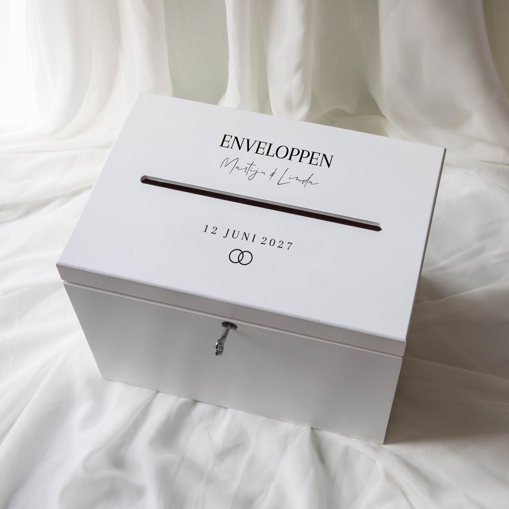 Enveloppenkist bruiloft wit Classic White