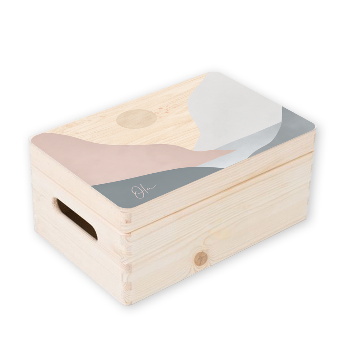 Memorybox voor meisje met bergen voor tastbare kraamherinneringen