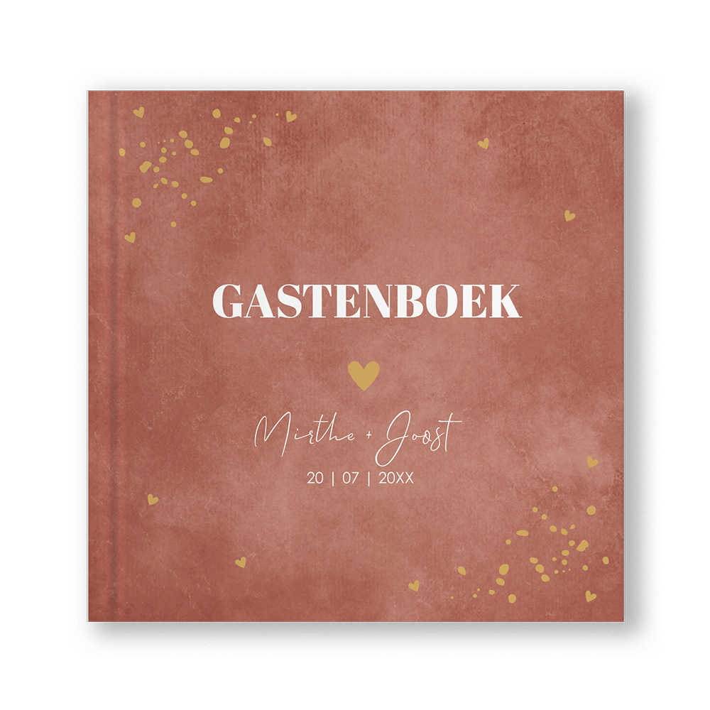 Gastenboek bruiloft terracotta roze vierkant