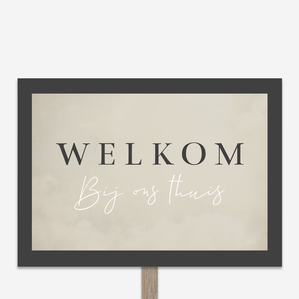 Welkomstbord Thuis Beige Zwart Kraamvisite