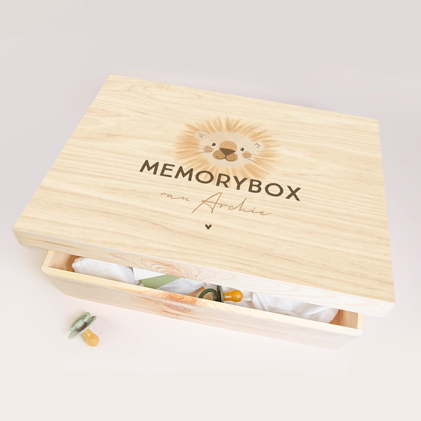 Vrolijke herinneringsdoos met leeuwtje