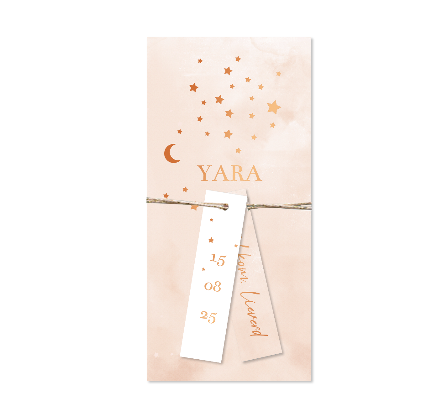 Lief label geboortekaartje meisje met roze watercolour