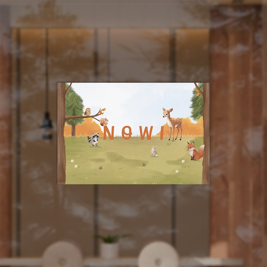 Raamsticker met dieren in het bos