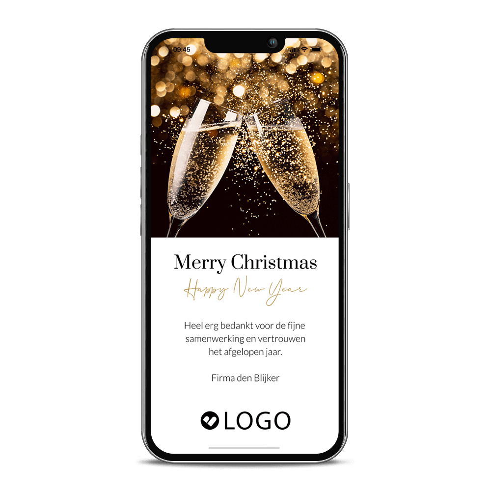 Digitale kerstkaart met proostende glazen