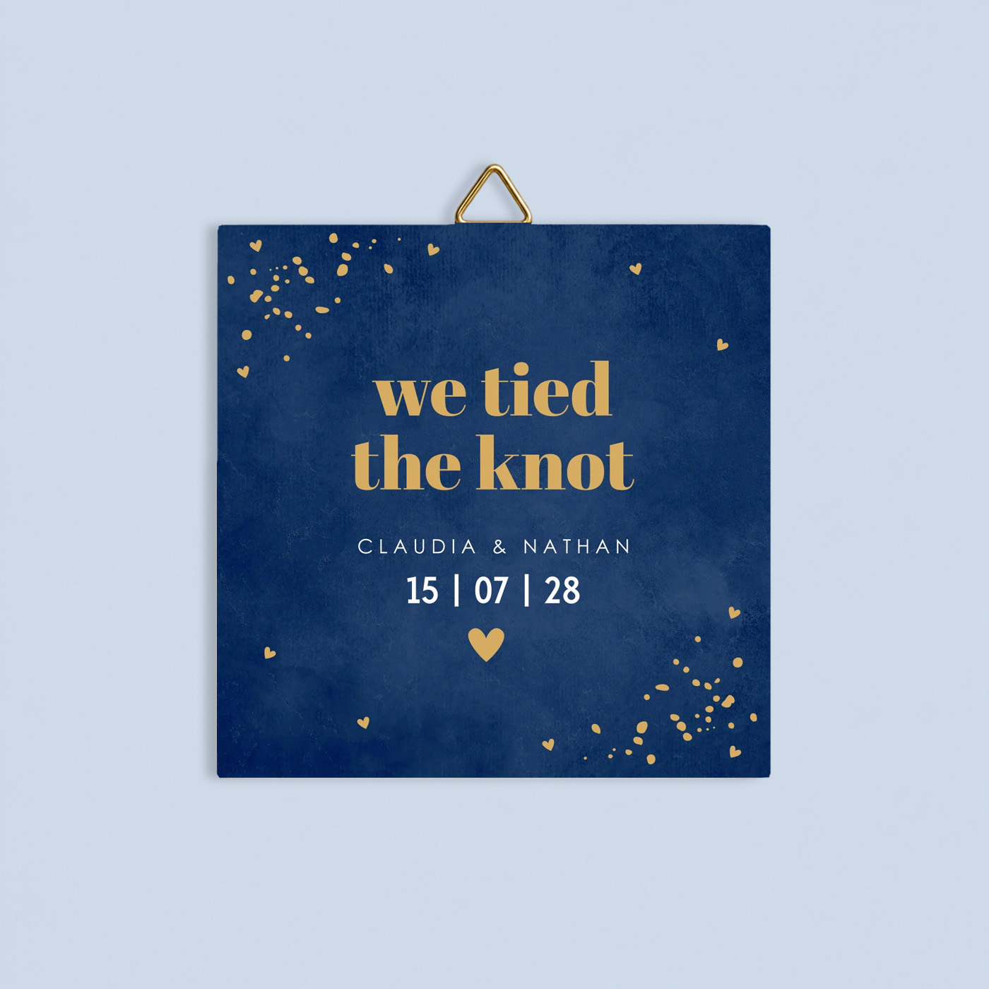 Tegeltje bruiloft donkerblauw eigen tekst