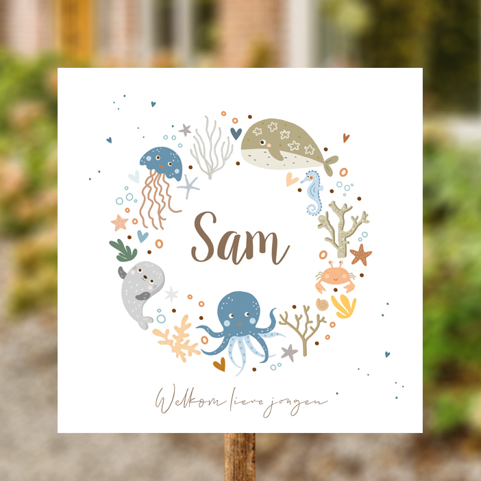 Tuinbord jongen zeedieren in cirkel