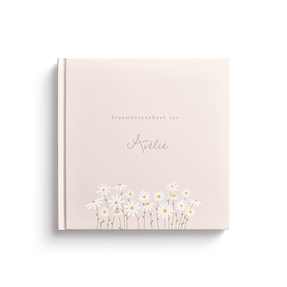 Kraambezoekboek met madeliefjes