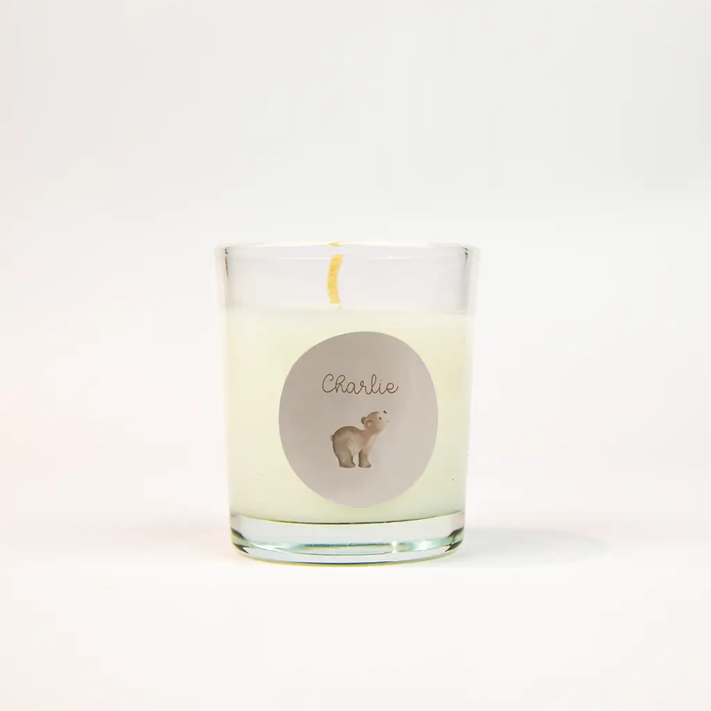 Naamsticker bruin met beertje - per 25 stuks