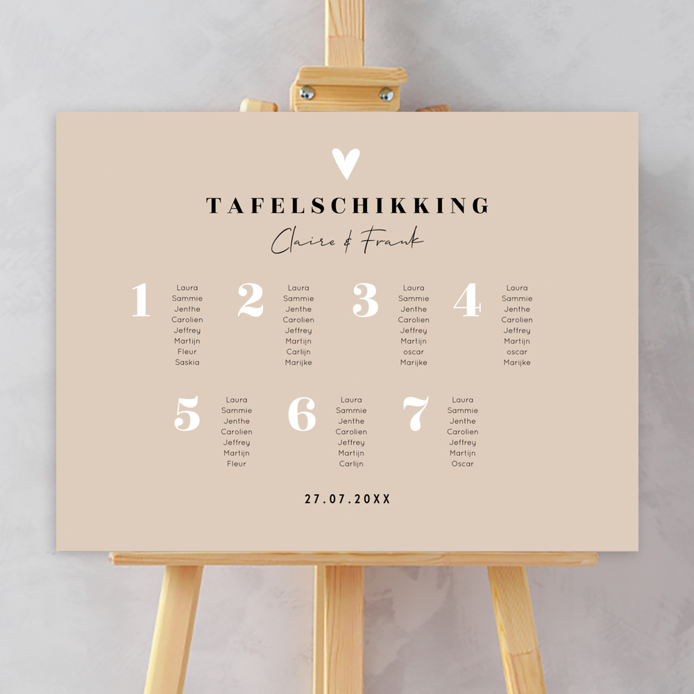 Tafelschikking bruiloftsbord beige modern