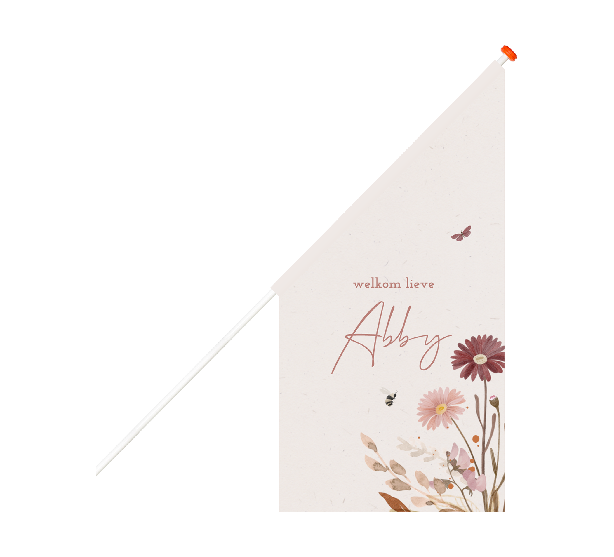 Geboortevlag stijlvol met kleurrijke bloemen