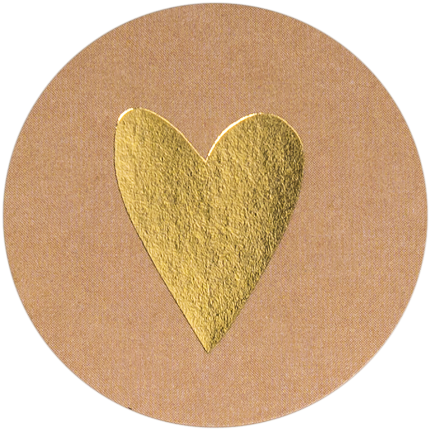 Sluitsticker kraft goudfolie hartje