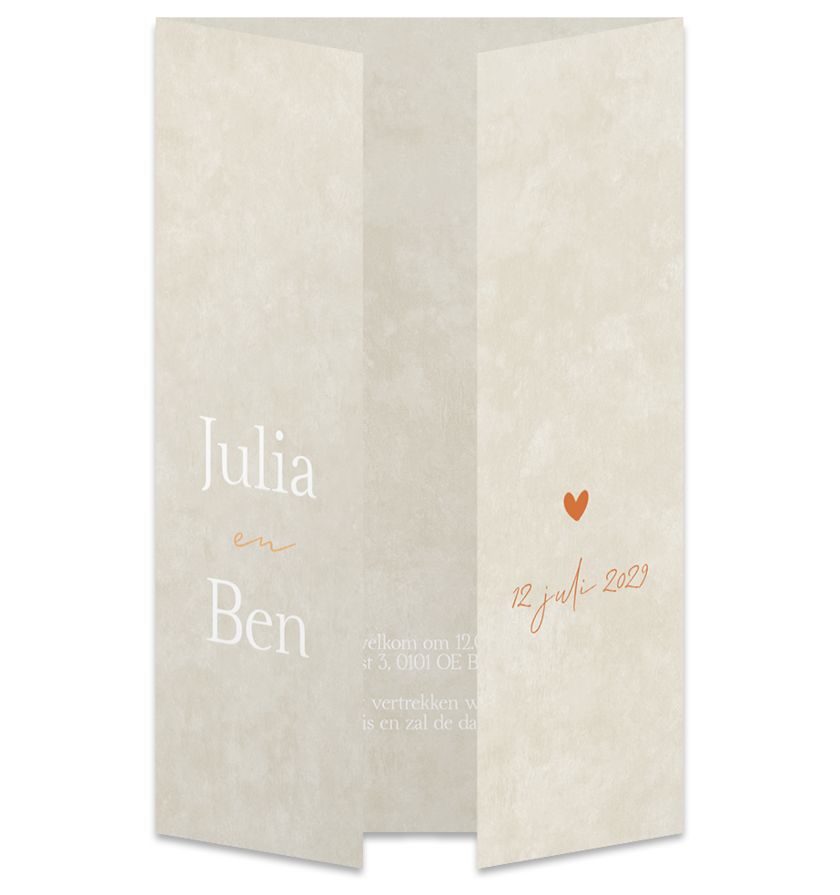 Trouwkaart Luikvouw Velvet Beige Chique Neutraal