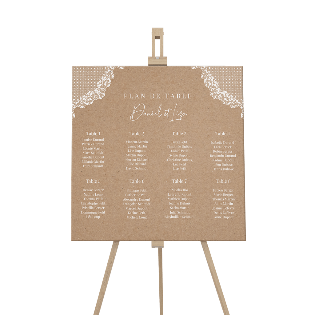 Plan de table aspect kraft avec dentelle