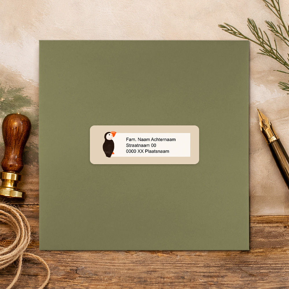 Papegaaiduiker adressticker - 14 stuks