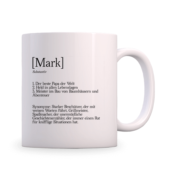 Personalisierbare Tasse mit lustigem Text für Vater