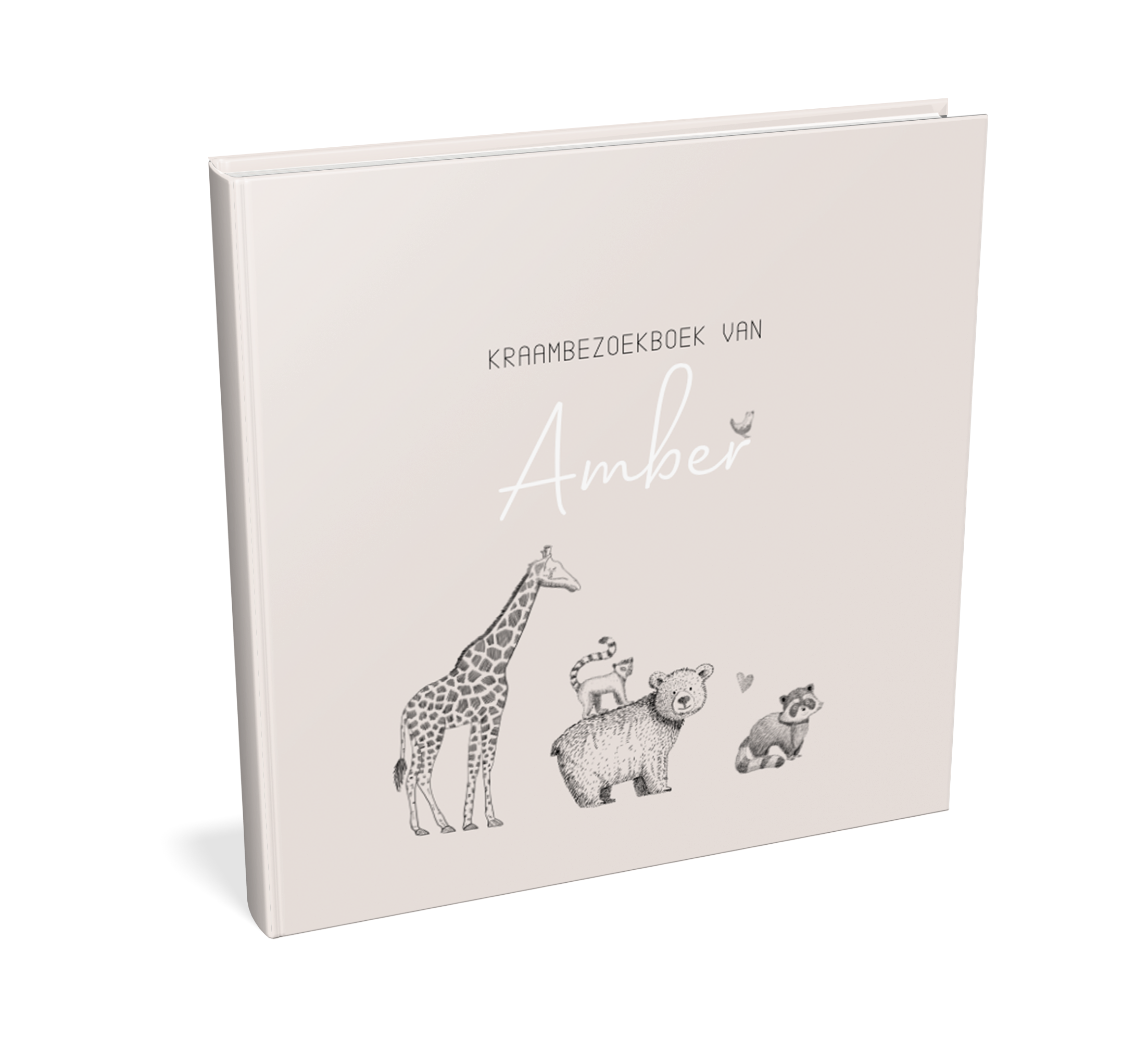 Kraambezoekboek beige met getekende jungledieren