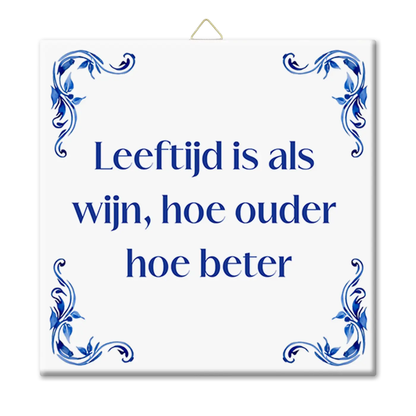 Delfstblauw tegeltje met quote