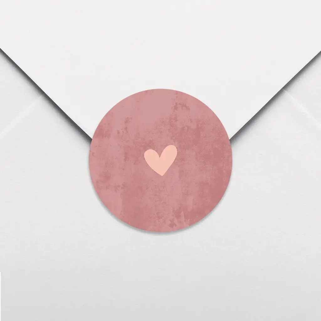 Sluitsticker roze velvet look met hartje - per vel