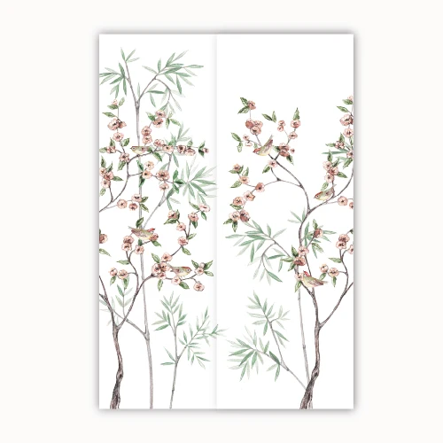 kalkpapier omslag takjes en vogels blooming