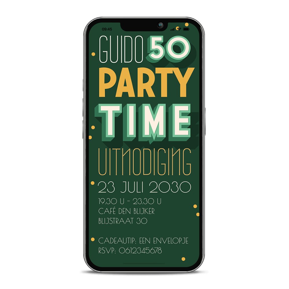 Verjaardag uitnodiging digitaal 50 jaar met confetti