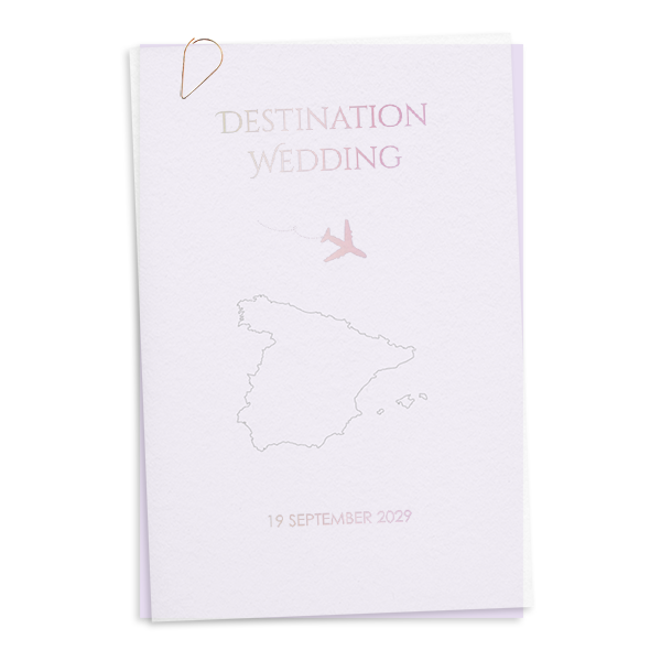 kalkpapier trouwkaart voor een destination wedding