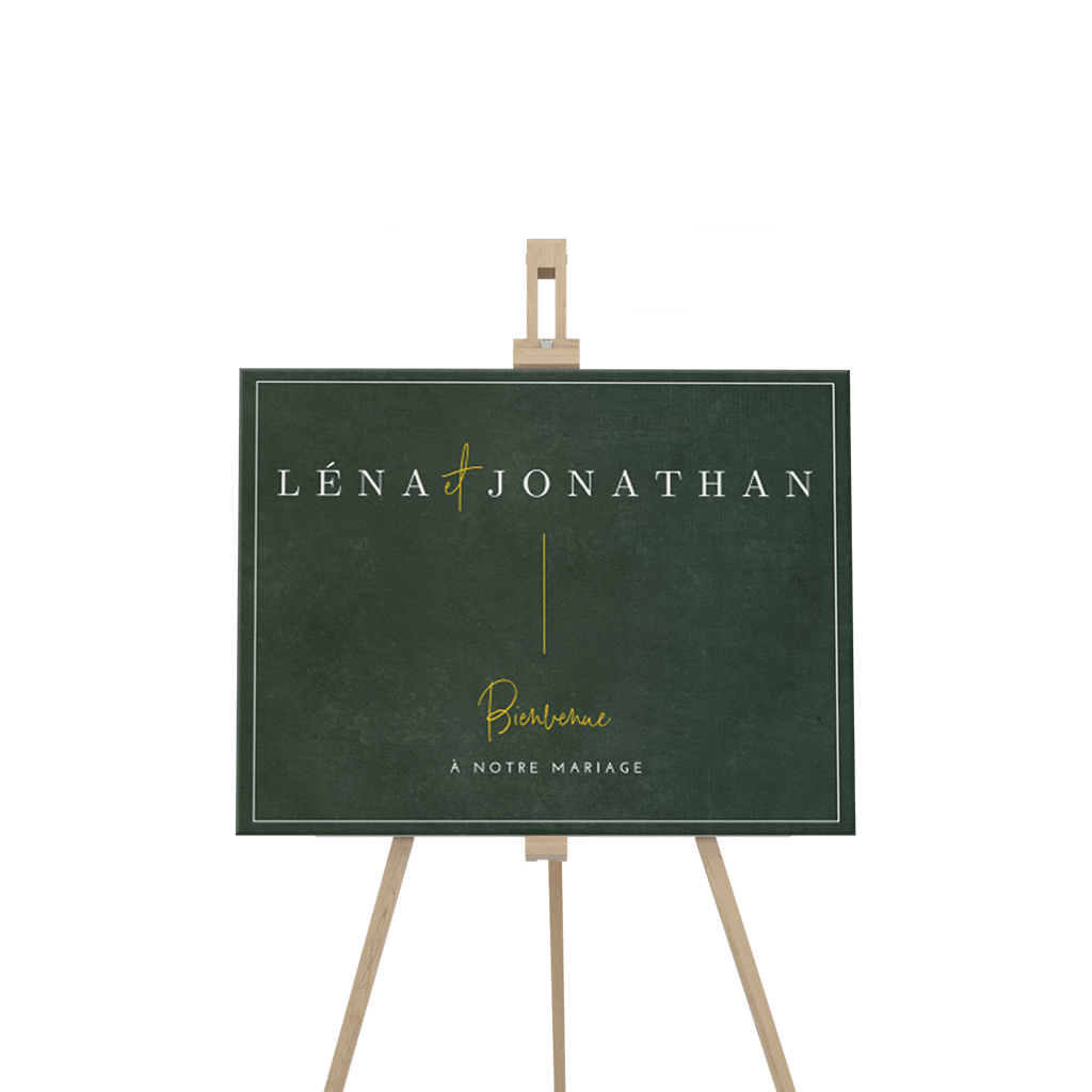 Panneau de bienvenue noble avec un fond vert foncé