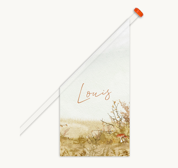 Geboortevlag herfst paddestoelen met naam