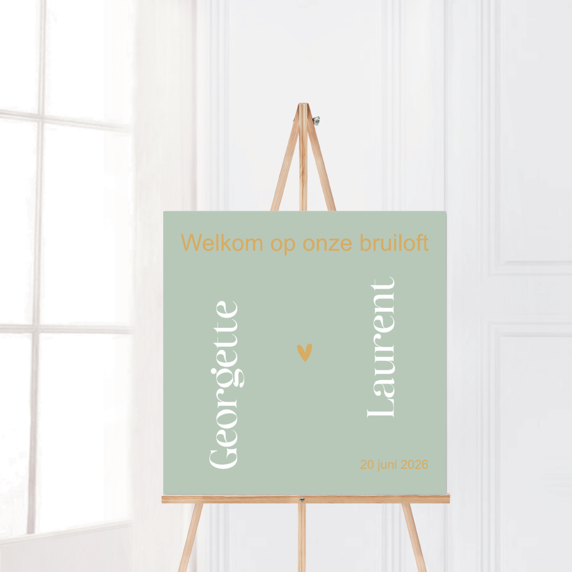 Bruiloftbord met groen en wit