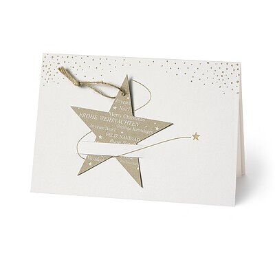 Private Weihnachtskarte Stern-Anhänger eingesteckt