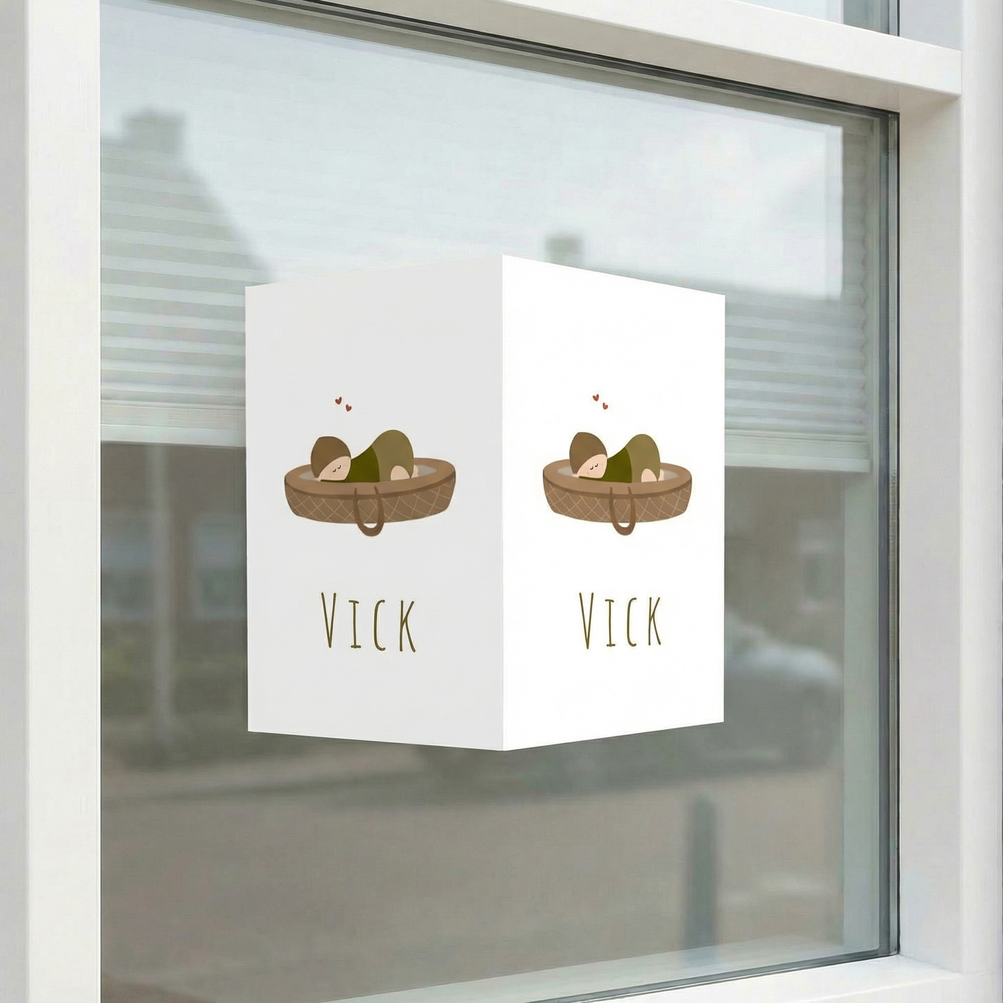 Geboortebord raam jongen kindje wieg