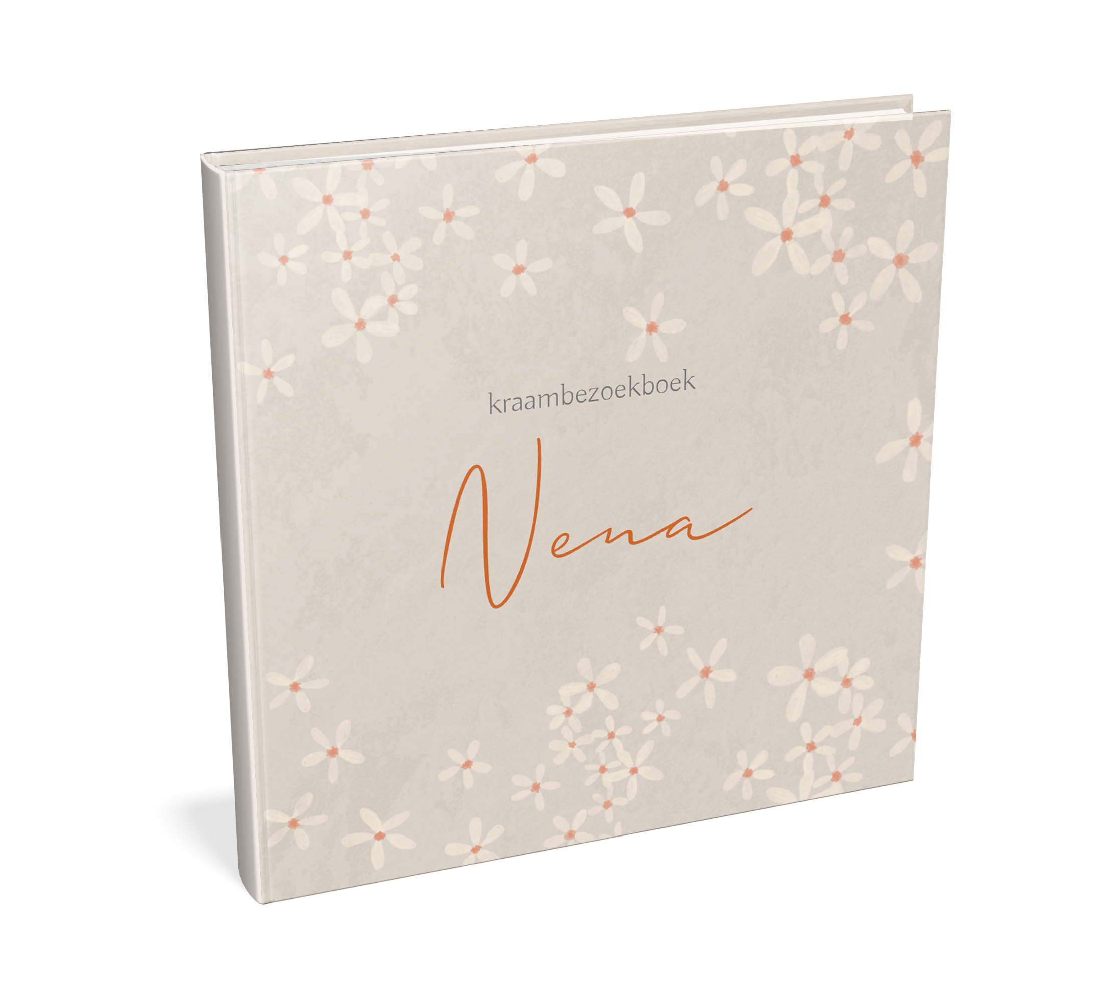 Kraambezoekboek beige met bloemen