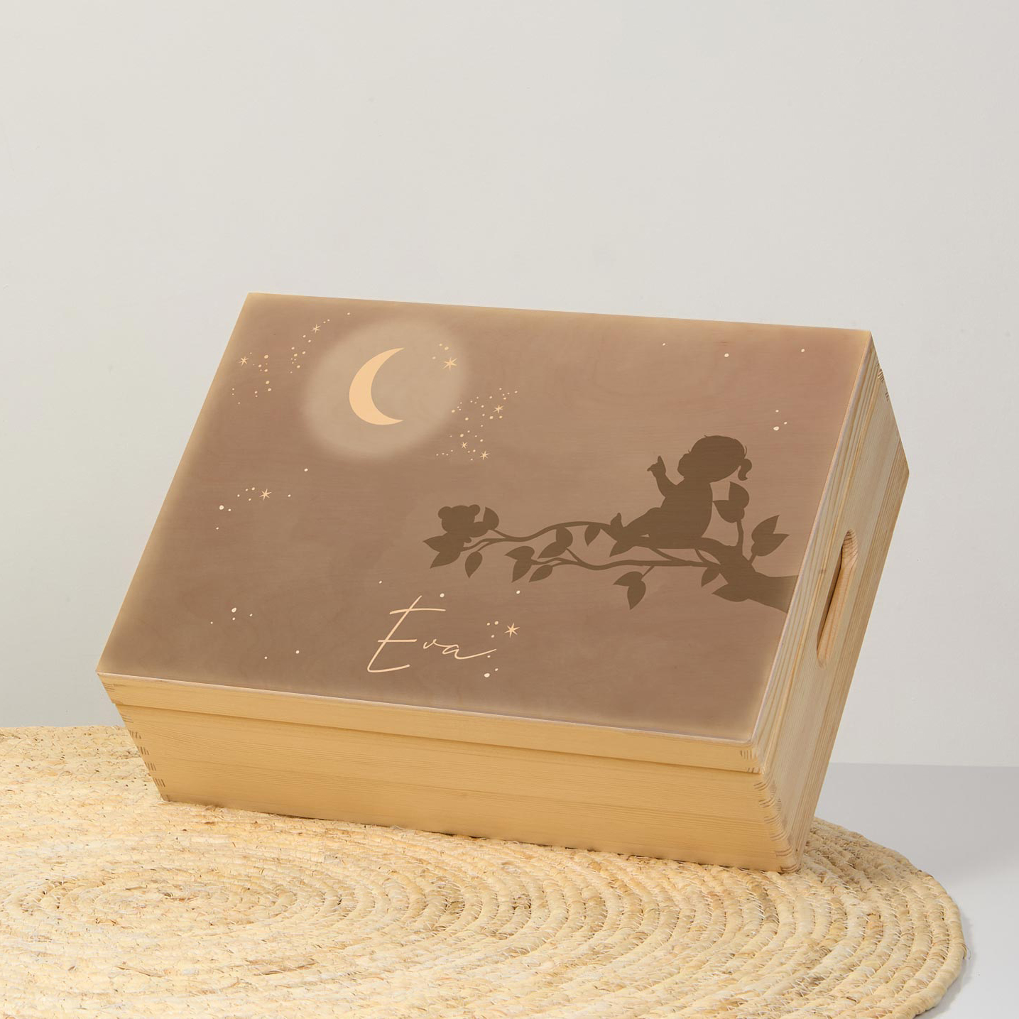 Memorybox winterliefde silhouet meisje op een tak met maan