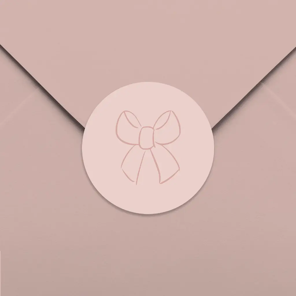 Roze sluitstickers met afbeelding van een strikje - per 25 stuks