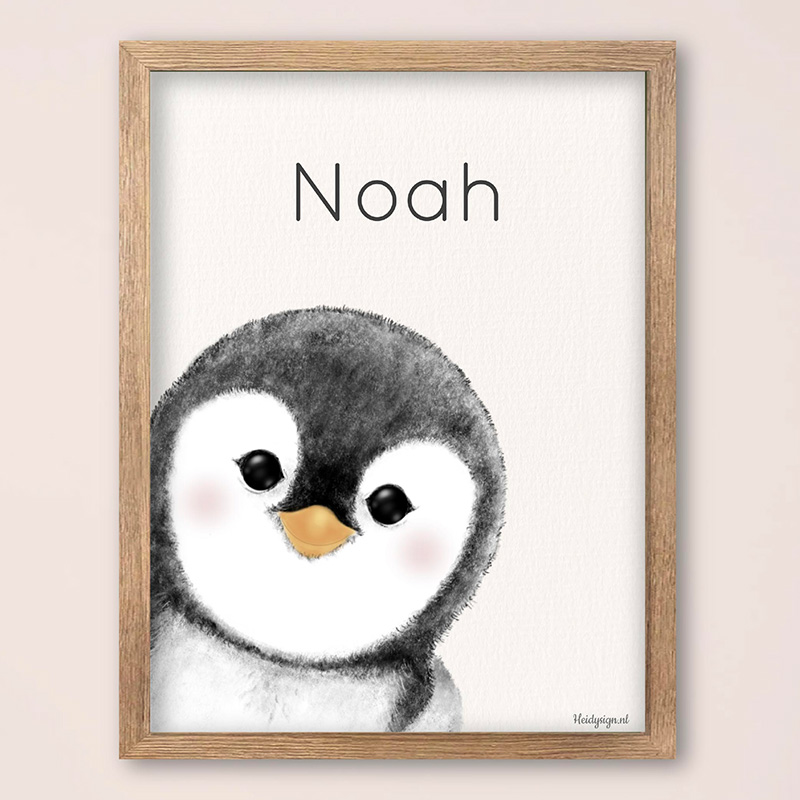 Pinguïn poster – personaliseerbaar met naam - Noah