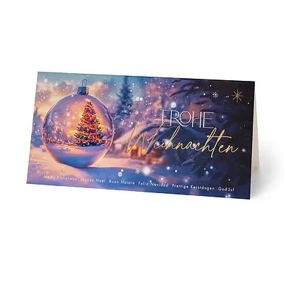 Geschäftliche Weihnachtskarte Wunschkugel mit Goldfolienprägung