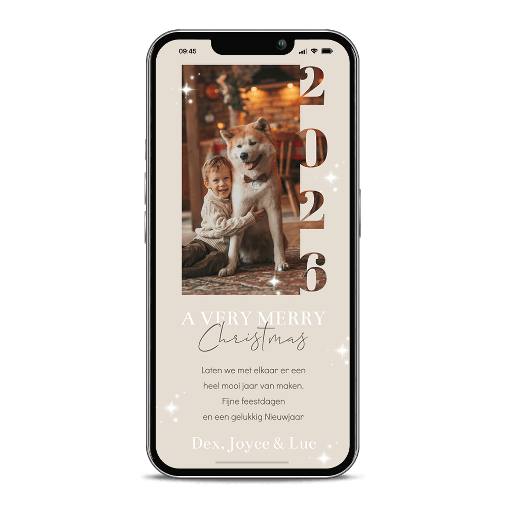 Eigen foto digitale kerstkaart met jaartal