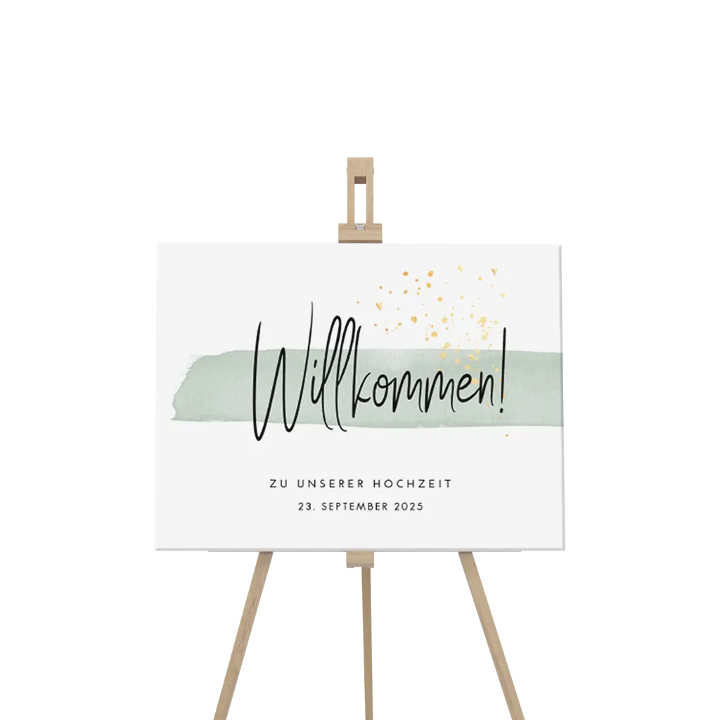 Willkommensschild Re-Board Karton mit Streifen