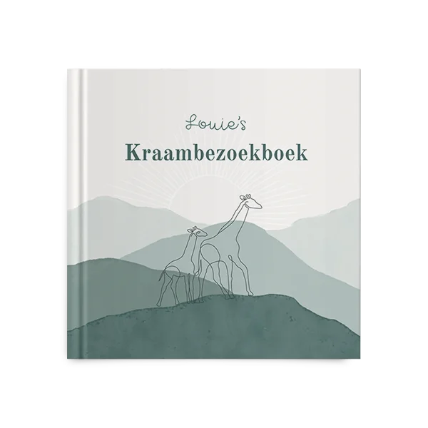 Kraambezoekboek met bergen en giraffen