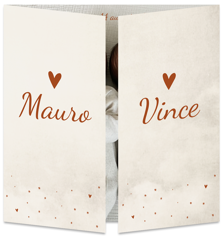 Geboortekaartje Tweeling Luikkaartje Beige Foto